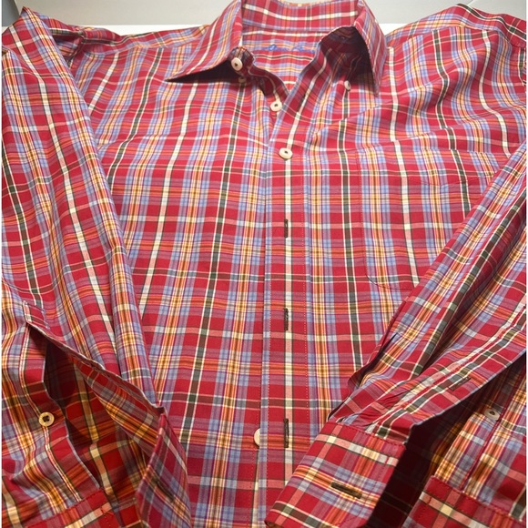 Alan Flusser Button Down Collar Front Pocket Double Button Sleeves Large - Picture 2 of 6